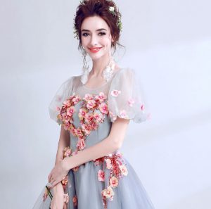 ชุดราตรียาวออกงานกลางคืน สีเทา