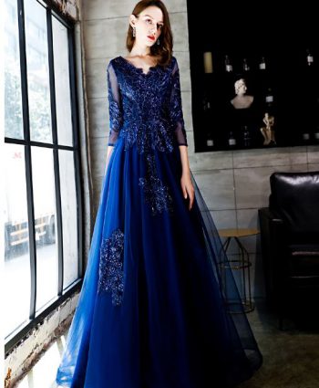 ชุดราตรียาวออกงานกลางคืน สีกรม